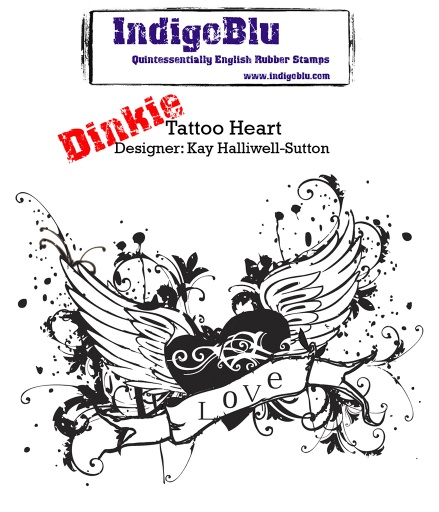 Tattoo Heart Dinkie A7 Red Rubber Stamp